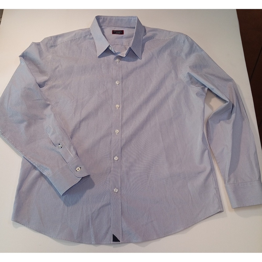 Men's UNTUCKit Long Sleeve Button Down Shirt, XL, Blue Striped